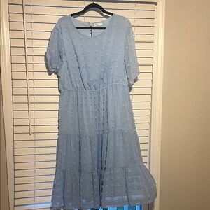 Chic Light Blue Midi Dress